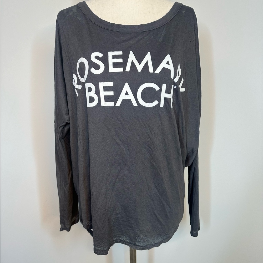 Sz M Chaser Rosemary Beach grey charcoal drop sleeve open back long sleeve top